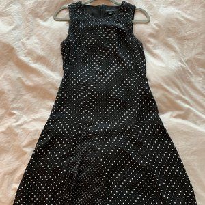 High neck polkadot chiffon A-line dress
